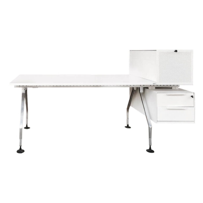 Schreibtisch Vitra 'Ad Hoc' mit Containern, weiß, 200 cm breit