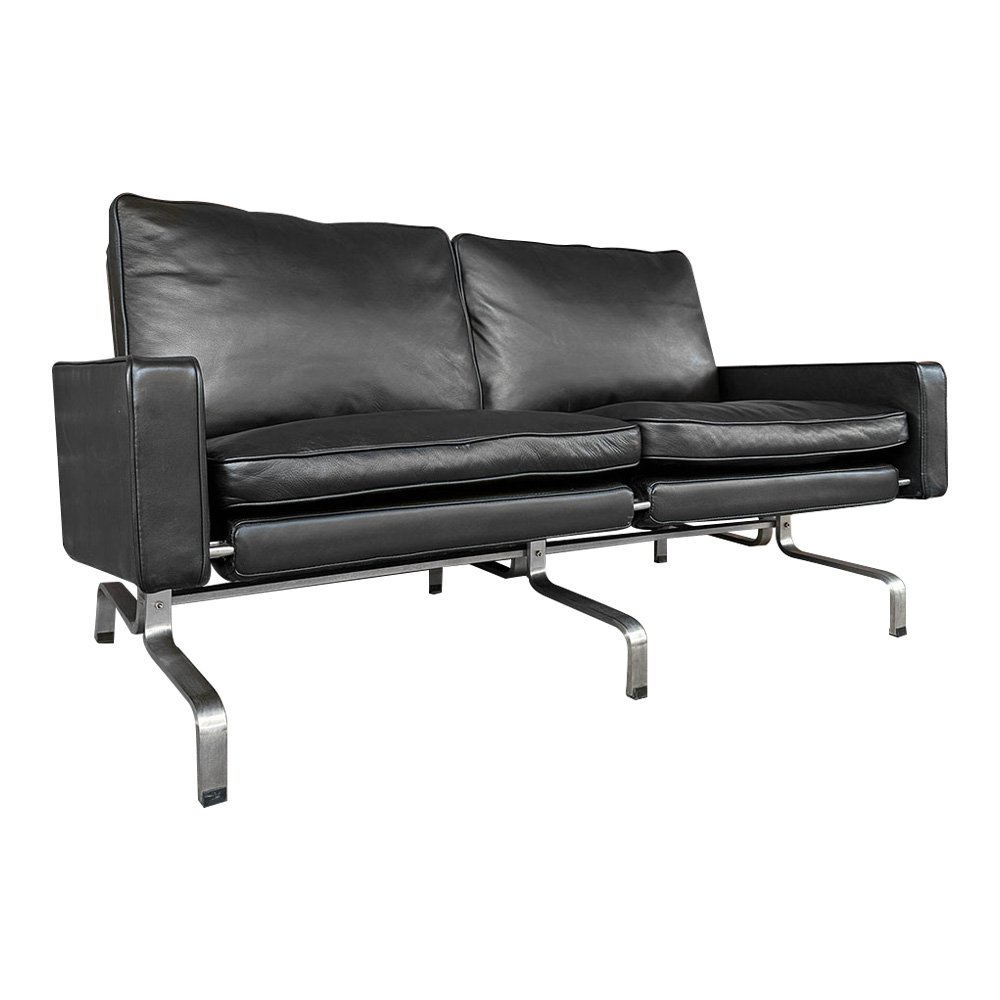 Lounge Sofa Leder, schwarz