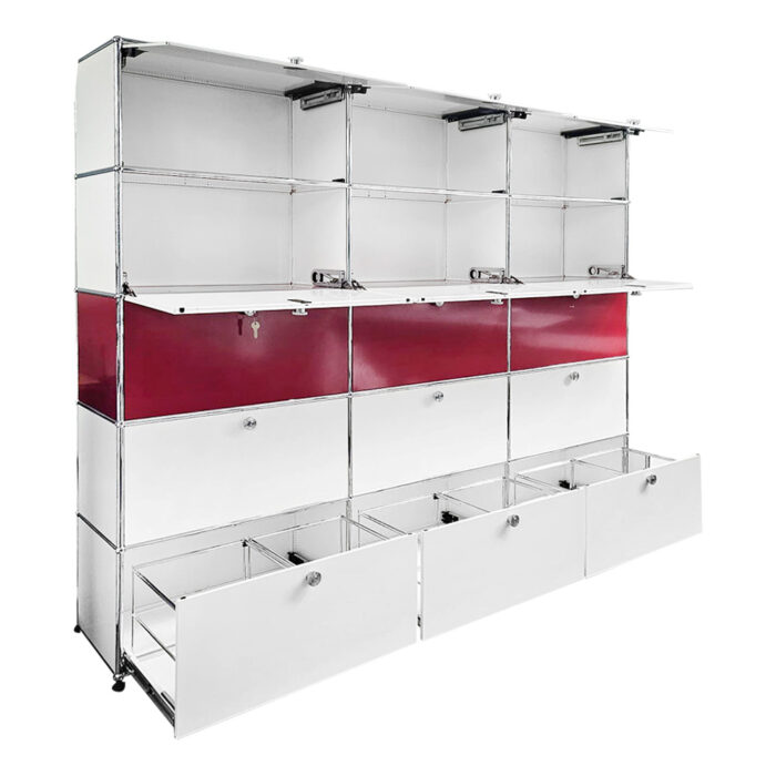 Design-Aktenschrank von USM Haller, 5 OH, Klappen und Auszüge – Bild 3