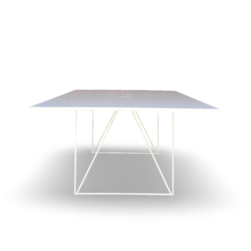 Gebrauchter Weißer Konferenztisch 220x130 cm – Bild 3