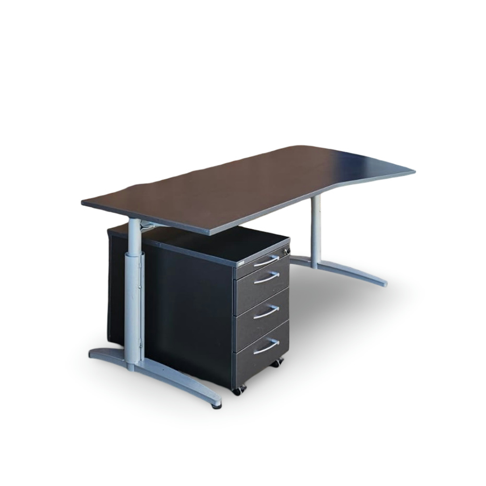 gebrauchtes Palmberg Büroset Schreibtisch + Rollcontainer + Aktenschrank – Bild 3