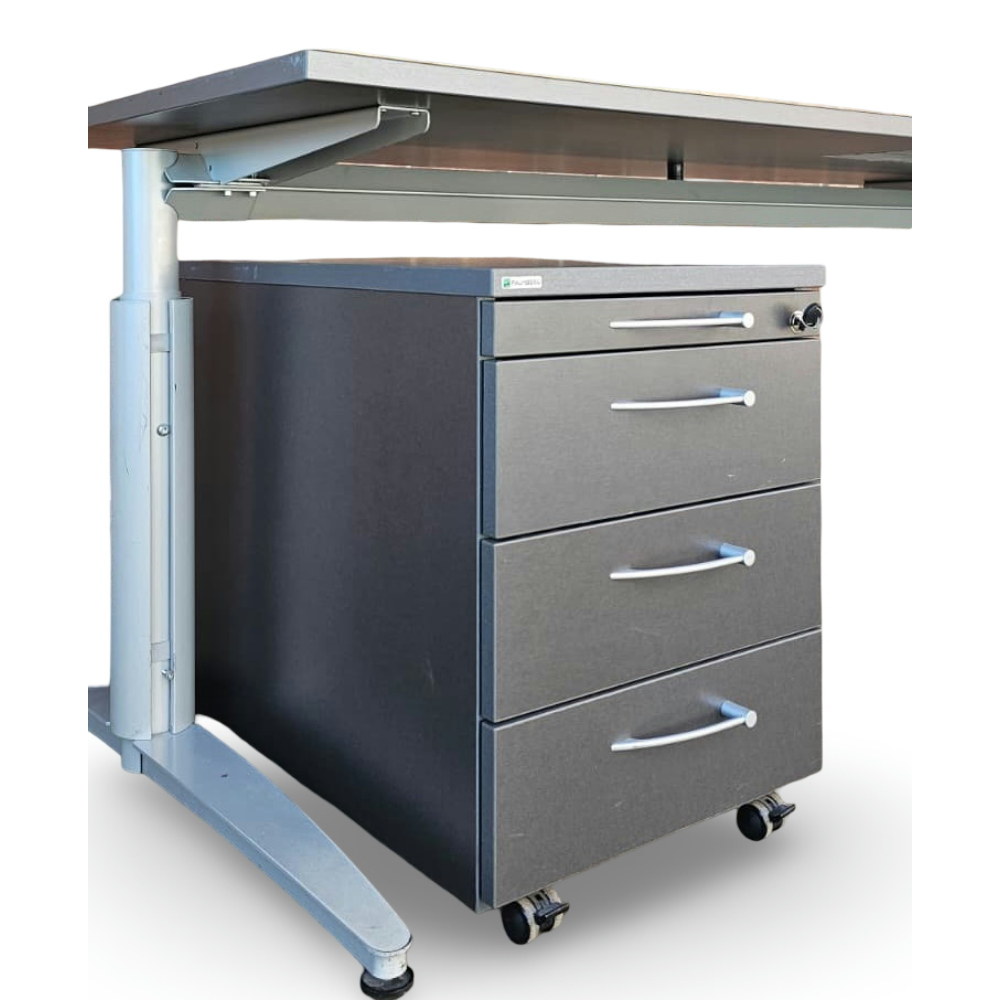 gebrauchtes Palmberg Büroset Schreibtisch + Rollcontainer + Aktenschrank – Bild 4