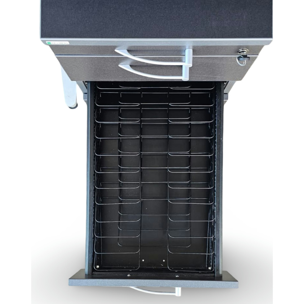 gebrauchtes Palmberg Büroset Schreibtisch easy push + Rollcontainer – Bild 2